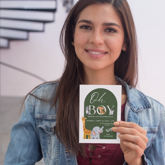 Convite Oh Boy Safari Animal Chá de fraldas (Criador carregado)
