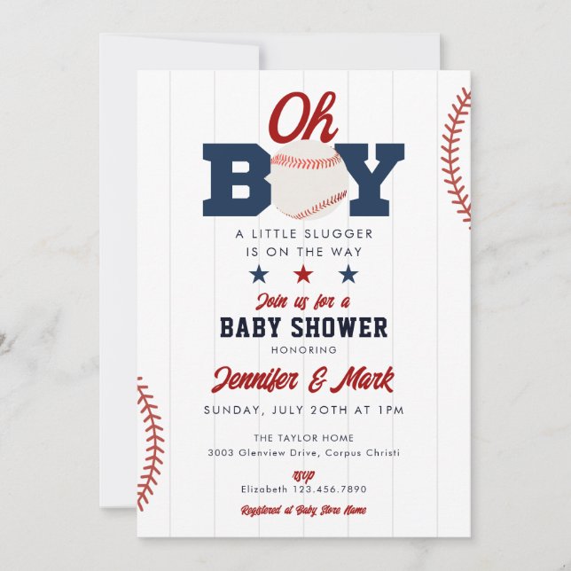 Convite Oh Boy Slugger Baseball Photo Baby Shower (Frente)