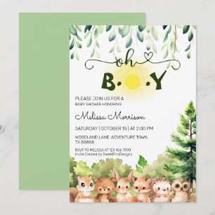 Convite Oh Boy Sunny Woodland Chá de fraldas