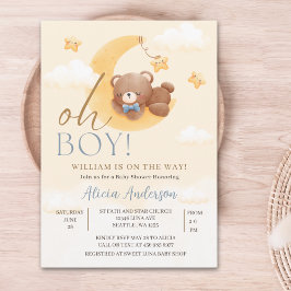 Convite Oh Boy,  Teddy Bear Baby shower boy
