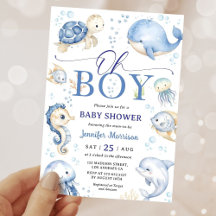Oh Boy Under The Sea Ocean Baby Shower Invitation