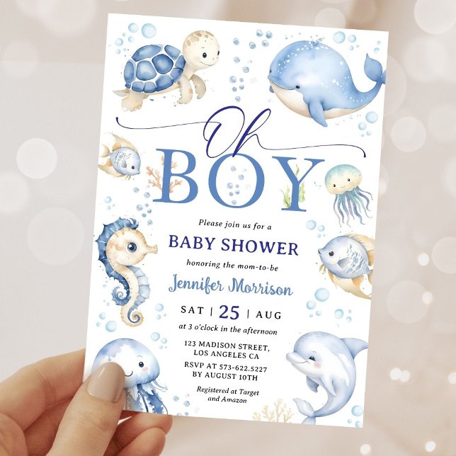 Convite Oh Boy Under The Sea Ocean Baby Shower Invitation (Criador carregado)