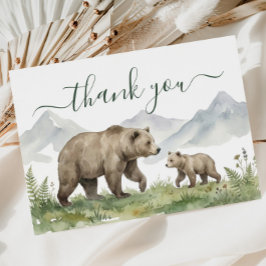 Convite Oh Boy Woodland Bear Baby Shower Thank You Card