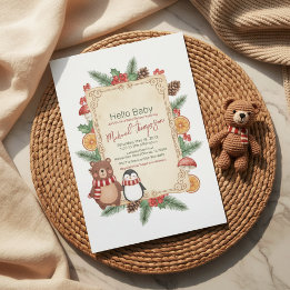 Convite Oh Boy Woodland Winter Baby Shower Invitation