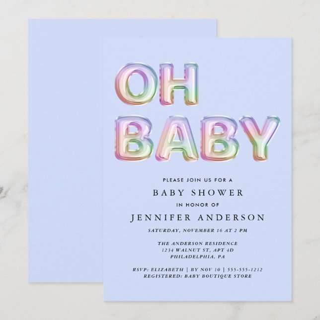 Convite Oh Chá de Bebê (Frente/Verso)