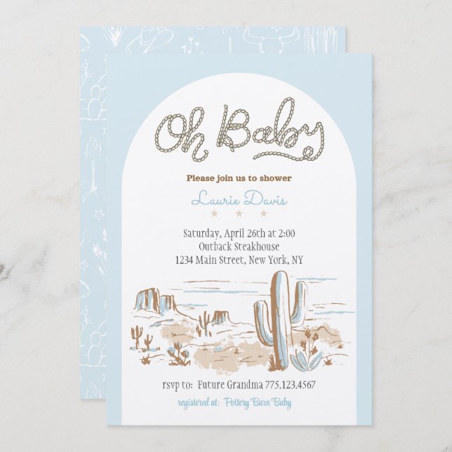 Convite Oh Chá de Bebê (Frente/Verso)