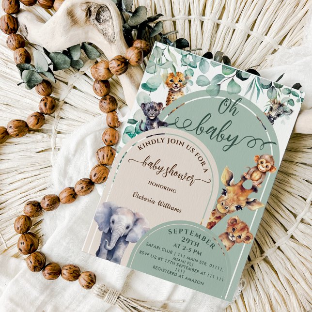Convite Oh, Chá de fraldas de Animais Safari da Selva de B (Criador carregado)