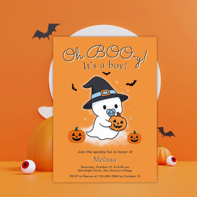 Convite Oh Chá de fraldas de Boo-y Halloween (Criador carregado)