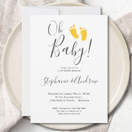 Convite Oh Chá de fraldas de Casais de Pé Amarelo