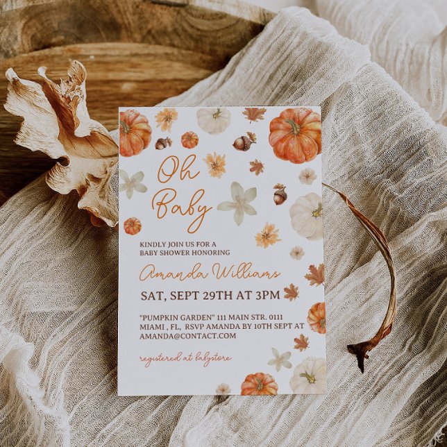 Convite Oh, Chá de fraldas de Pumpki (Criador carregado)