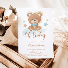 Convite Oh, Chá de fraldas de Urso Azul