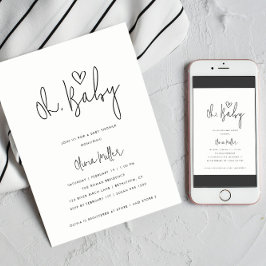 Convite Oh, Chá de fraldas Minimalista de Gênero Neutro de