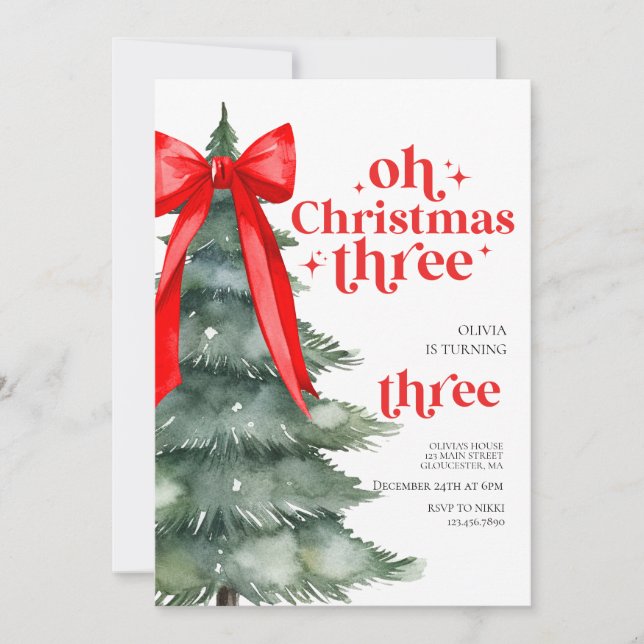Convite Oh Christmas Three 3º Aniversário (Frente)