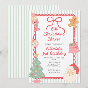 Convite Oh Christmas Three aniversário de 3 anos