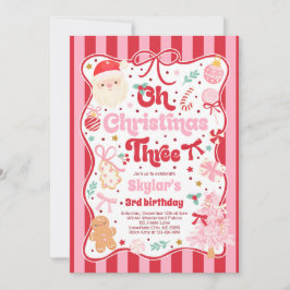 Convite Oh Christmas Tree Coquette Bow 3rd Birthday