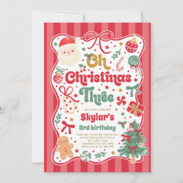 Convite Oh Christmas Tree Coquette Bow 3rd Birthday