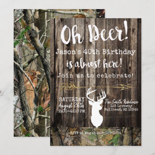 Convite Oh Deer! Aniversário de Camo à caça de homens