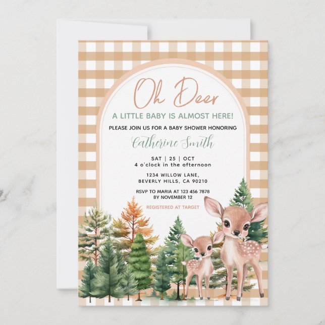 Convite Oh Deer Baby Shower Invitation (Frente)