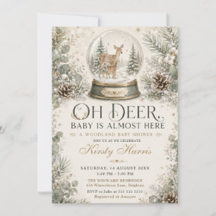 Convite Oh Deer Bebê Está Quase Aqui Chuvada de Bebê Flore