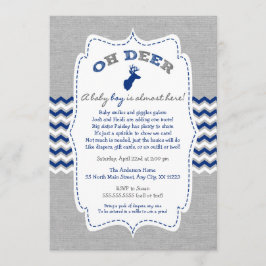 Convite Oh Deer Buck Baby Sprinkle cinza branca