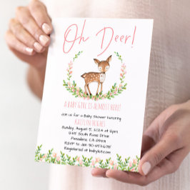 Convite Oh Deer Floral Chá de fraldas Invite