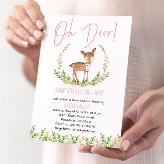 Convite Oh Deer Floral Chá de fraldas Invite (Criador carregado)