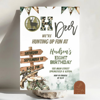 Convite Oh Deer Hunting Camo Birthday Invitation
