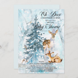 Convite Oh Deer Woodland Animal Virtual Boy Chá de fraldas