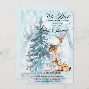Convite Oh Deer Woodland Animal Virtual Boy Chá de fraldas