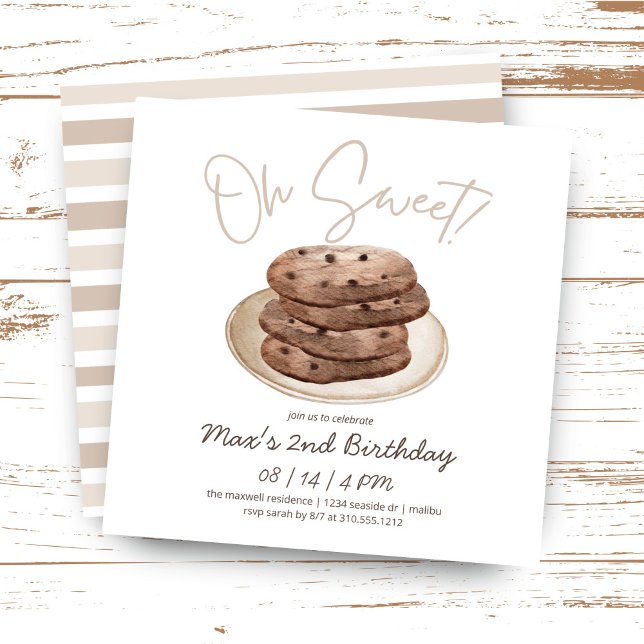 Convite Oh doce | Watercolor Cookie Dessert Birthday (Criador carregado)