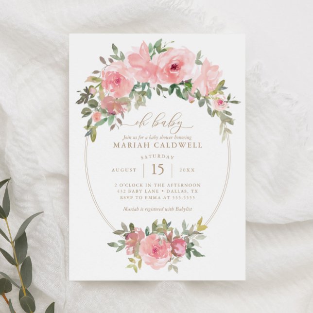 Convite Oh, Dourado Rosa , Chá de fraldas de Garota Verde (Criador carregado)