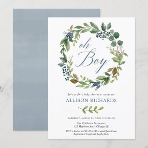 Convite Oh garoto verde deixa poeirento marinho azul flora