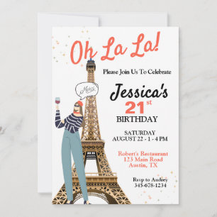 Convite Oh La La Any Age Paris Theme Birthday