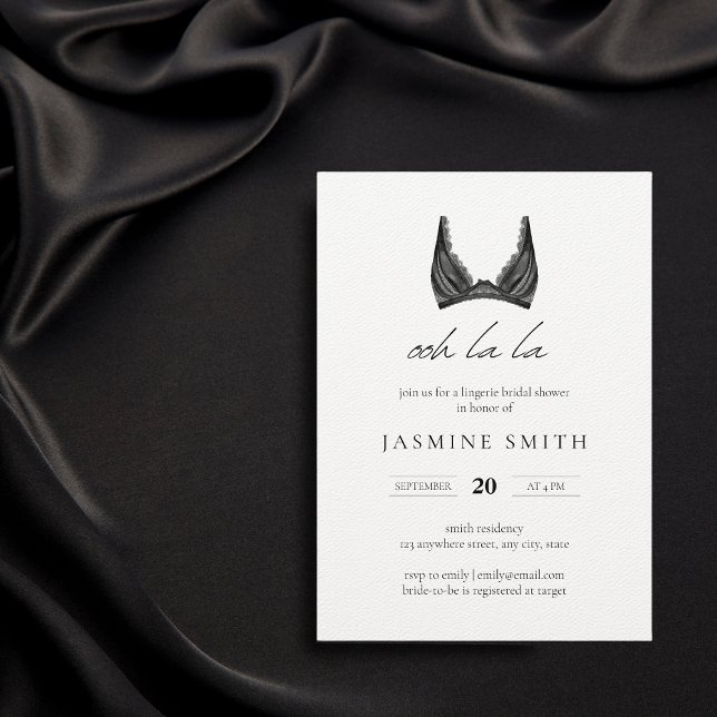 Convite Oh la la Lingerie Chá de panela Trendy Lace Bra (Criador carregado)