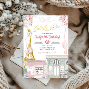 Convite Oh La La Pink Parisiense Café Arco Coquette Birthd