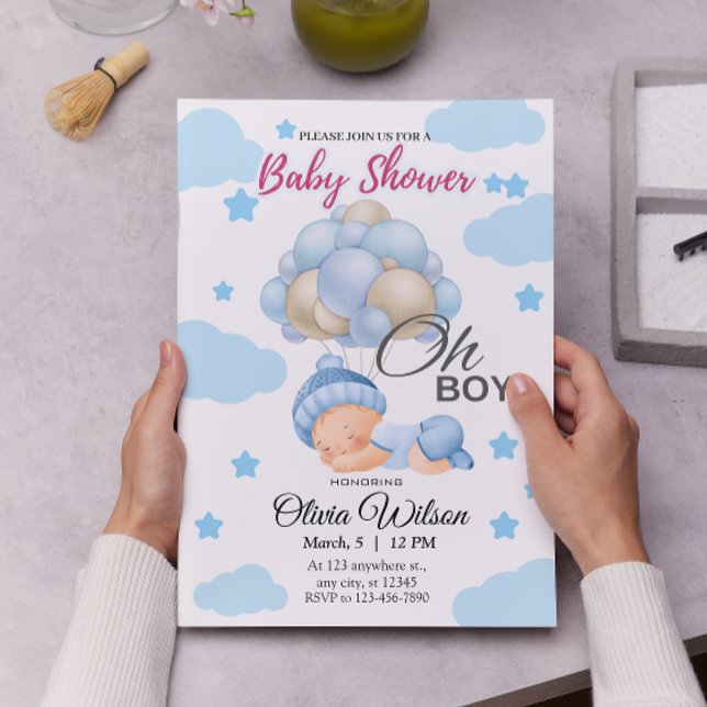 Convite Oh Menino Azul Cachorro Azul Chá Bebê (Criador carregado)