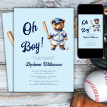 Oh Menino Beisebol  Chuveiro de Bebê Urso Fofo