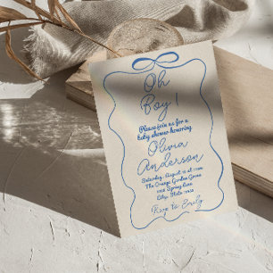 Convite Oh Menino Desenho Mão Escrito Arco Azul