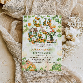 Convite Oh Menino Pumpkin & Woodland Animais Caiam Chá de 