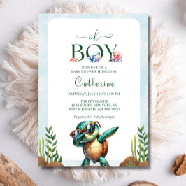 Convite Oh Menino Sob O Chá de fraldas Da Tartaruga Do Mar