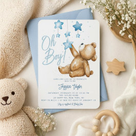 Convite Oh Menino Urso Estrela Móvel Aquarela Churrasco de