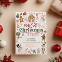 Oh Natal Três Tema de Aniversário de 3 anos Natal
