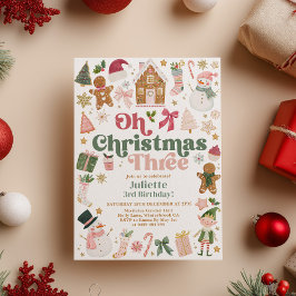 Convite Oh Natal Três Tema de Aniversário de 3 anos Natal 