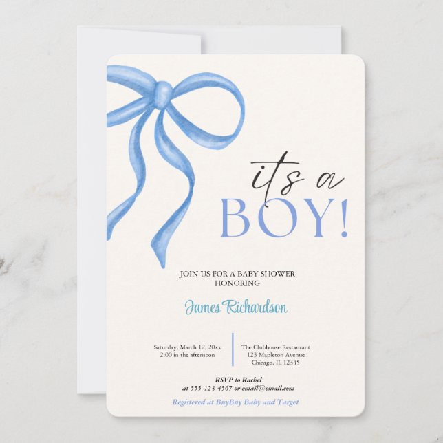 Convite Oh niño eucaliptos modernos globos azules bebé (Frente)