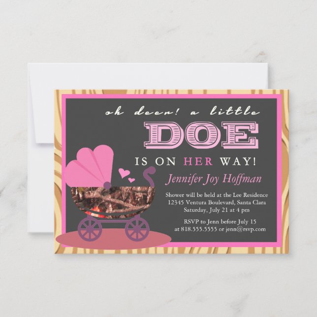 Convite Oh o cervo, uma gama pequena está em sua maneira! (Frente)