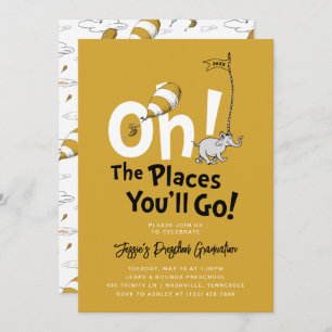 Convite Oh, Os Lugares Que Você Vai! Graduação Dourada Ret