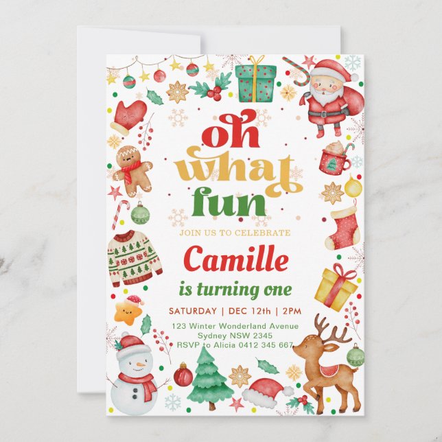 Convite Oh, Que Belo aniversário de Natal (Frente)