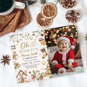 Convite Oh Que Diversão Aniversário de 1 Ano Natal Aquarel