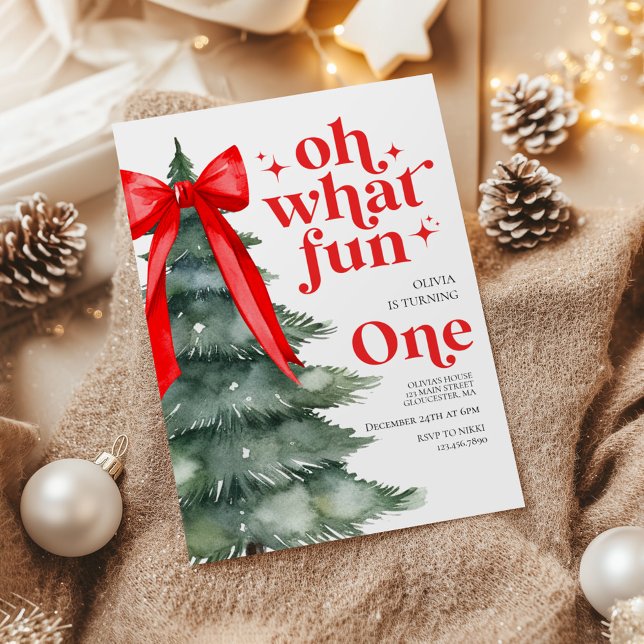 Convite Oh Que Diversão Árvore de Natal 1º Aniversário (Criador carregado)