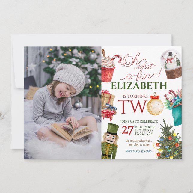 Convite Oh Que Foto Divertida Do segundo aniversário De Na (Frente)